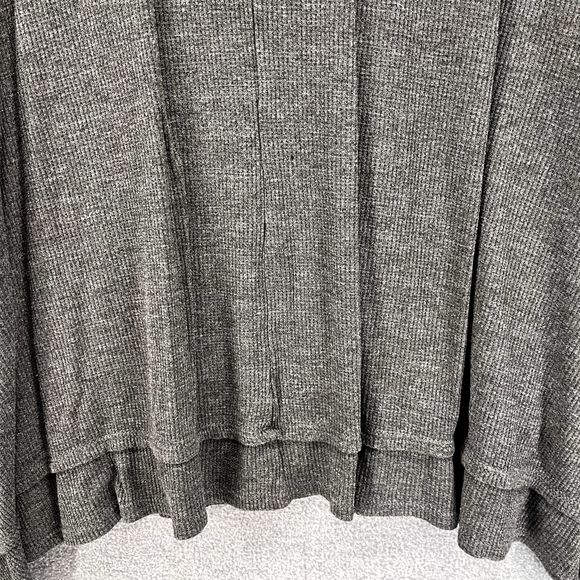 CY Fashion Sweater Womens Medium Gray Pullover tide up front waffle knit relaxed - Picture 10 of 14